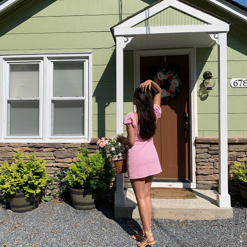 PINK GINGHAM MINI DRESS